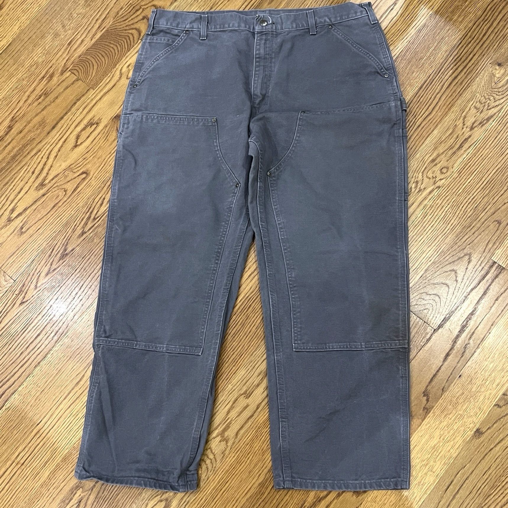 Carhartt VINTAGE Carhartt Pants Carpenter 5-Pocket Denim Workwear Gray 40x30 Men's Regular 40 Inseam Double Knee USA 90s Grunge Carhartt B136 GVL Size US 40 / EU 56 - 2 Thumbnail