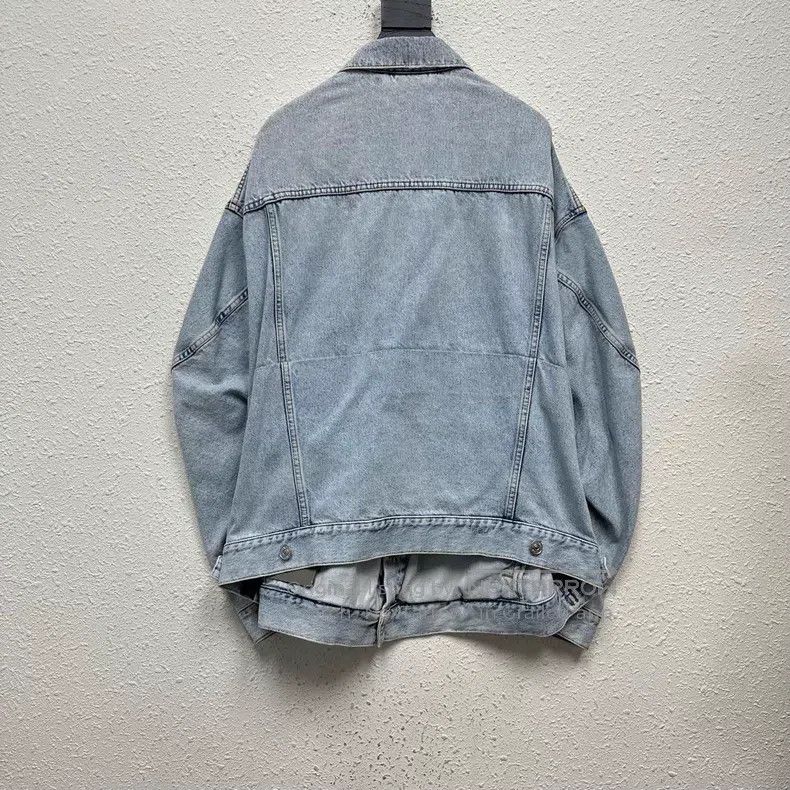 Balenciaga Balenciaga Twisted Folded Washed Denim Jacket Size US M / EU 48-50 / 2 - 2 Thumbnail