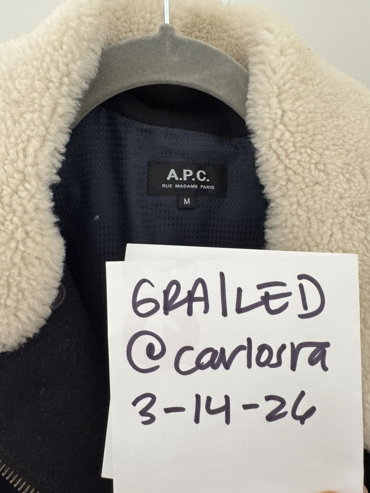A.P.C. Blue Navy APC Bomber jacket with detachable shearling collar Size US M / EU 48-50 / 2 - 3 Thumbnail