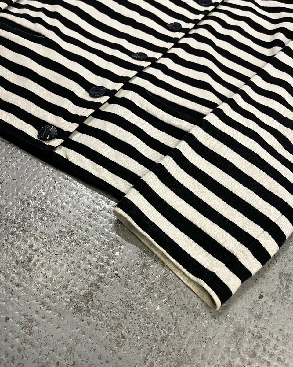 Vintage Agnès b. Black & White Officer Asymmetrical Striped Cardigan Size S / US 4 / IT 40 - 6 Thumbnail