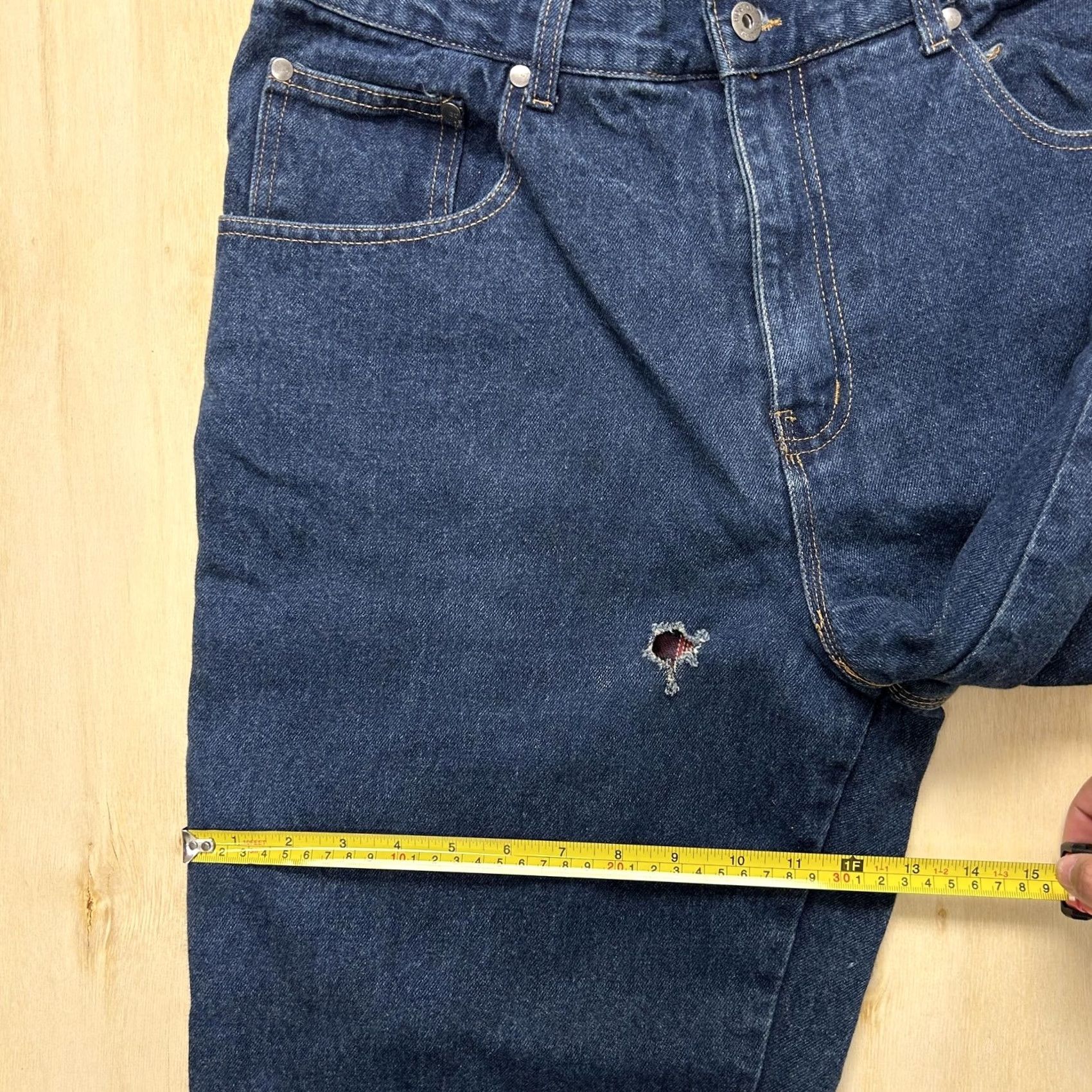 Denime Boston Traders Jeans Mens 36x30 Blue Denim Relaxed Straight Fit Flannel Lined Pockets Winter Insulated Denim Cotton Zip Size US 36 / EU 52 - 4 Thumbnail