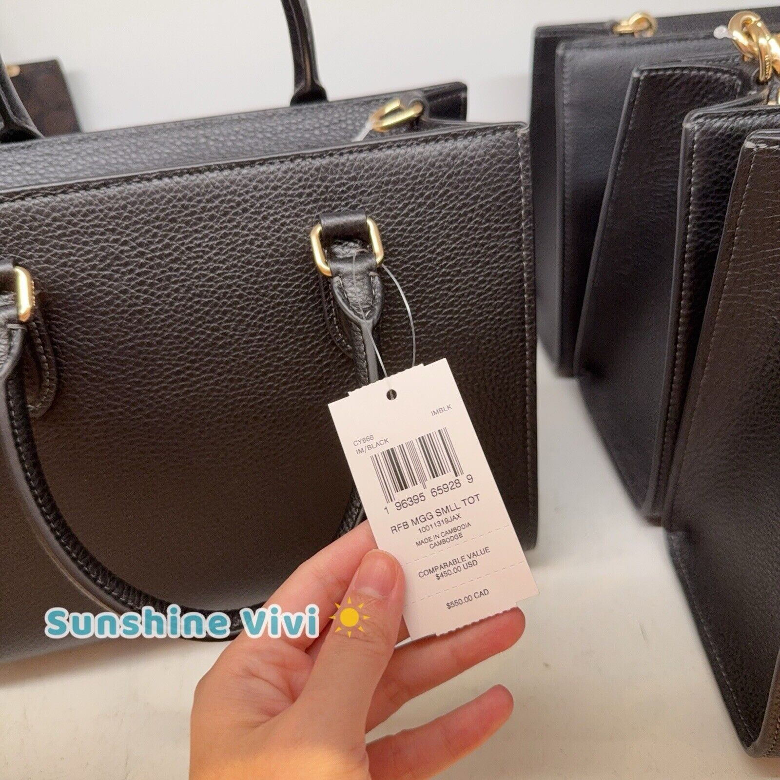 Coach NWT Coach Maggie Small Tote Bag CY668 Pebbled Leather Black Size ONE SIZE - 3 Thumbnail