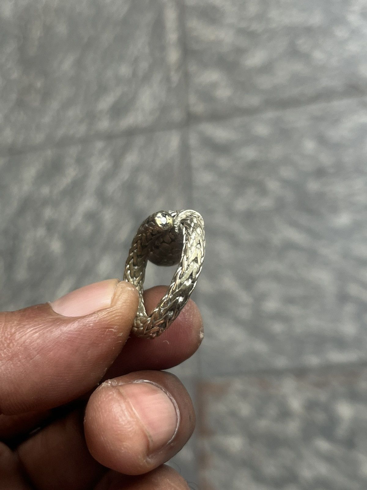 John Hardy Braided Silver Serpent Ring with Inlay Turquoise Stone Size ONE SIZE - 9 Thumbnail