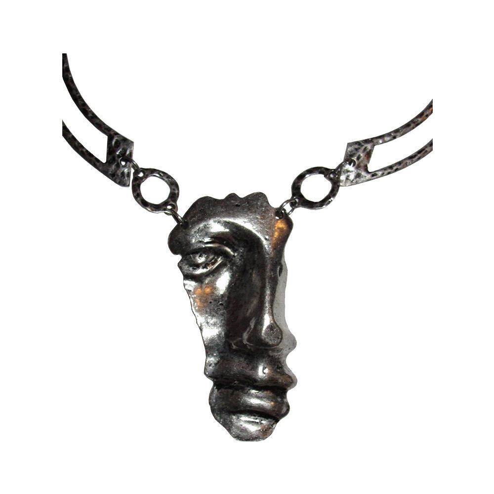 Designer Abstract Silver Plated Figural Face Necklace Size ONE SIZE - 3 Thumbnail