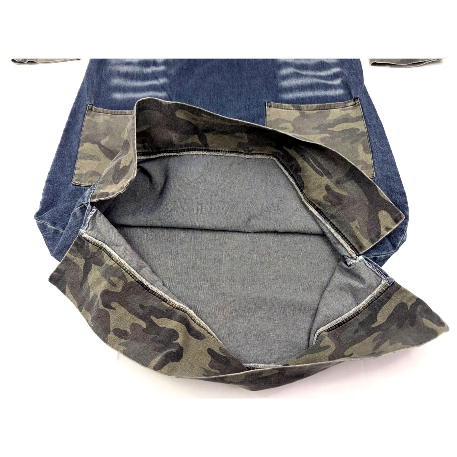 Denime Feilipamu Y2K Streetwear Camouflage Blue Jean Colorblock Denim Dress Women L Hooded Shirt Dress Casual 90s Retro Womens Size 36" / US 14 / IT 50 - 3 Thumbnail