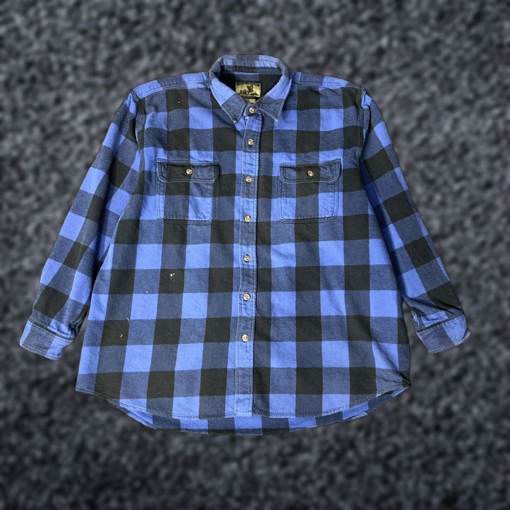 Vintage Field & Stream Flannel Shirt Mens XXL Blue Black Buffalo Plaid Button Up Size US XXL / EU 58 / 5 - 1 Thumbnail