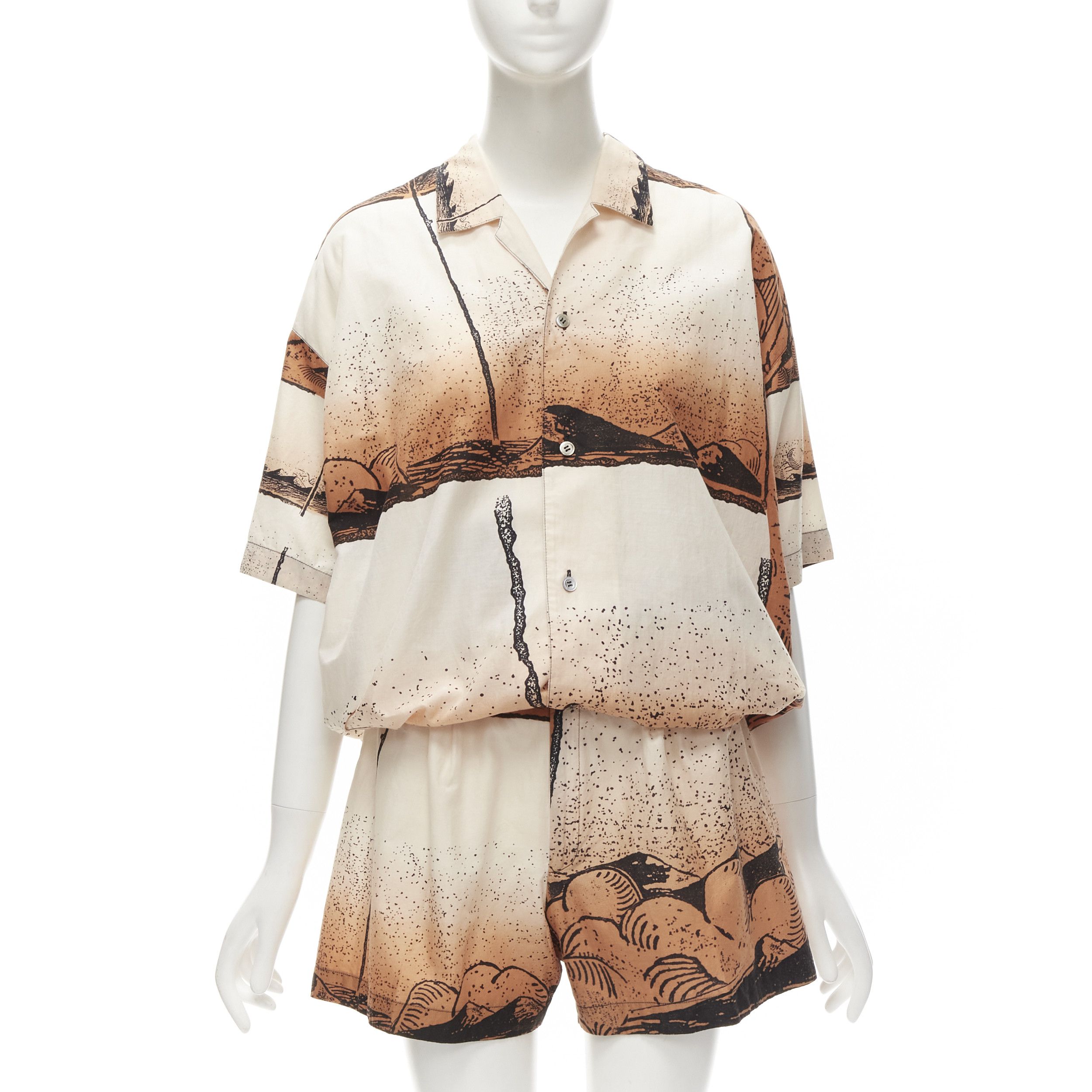 Issey Miyake ISSEY MIYAKE 1980's Vintage Japanese woodblock ombre sea print shirt shorts M Size M / US 6-8 / IT 42-44 - 1 Thumbnail