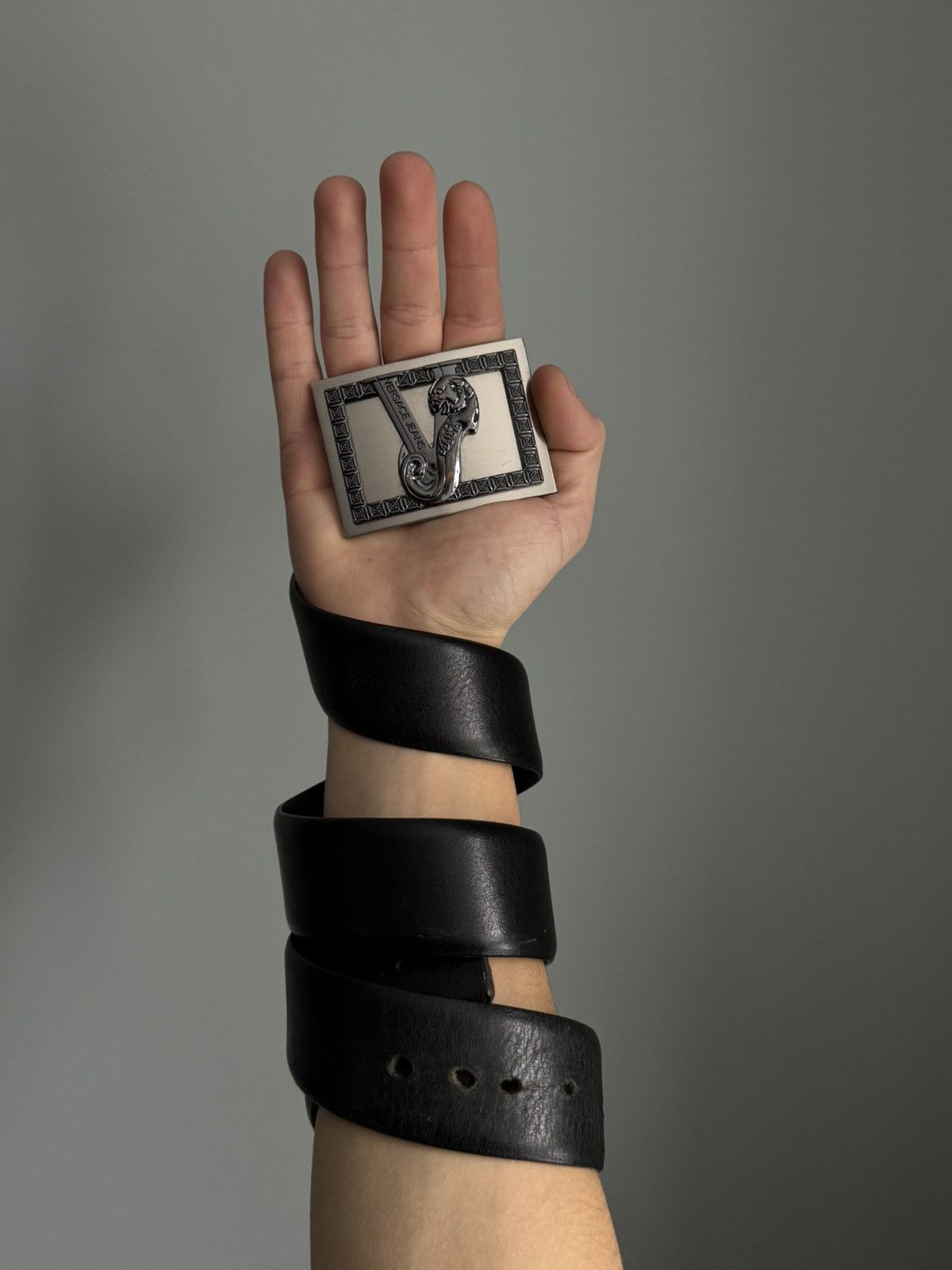 Versace Versace Jeans Big Bunckle Metal Logo Belt Size ONE SIZE - 1 Thumbnail