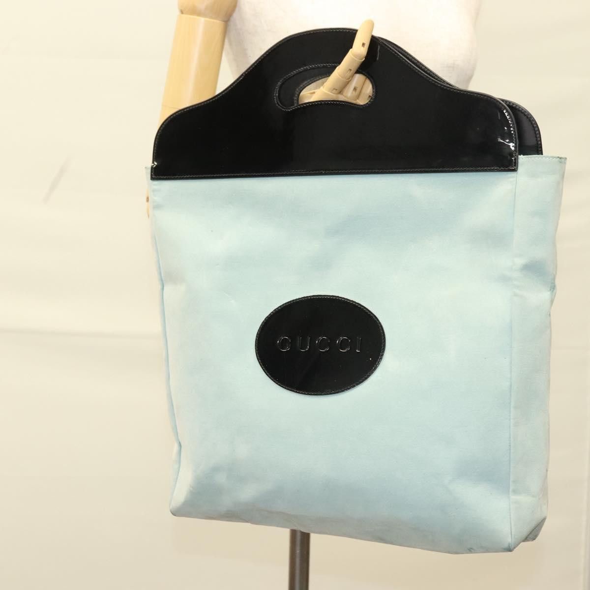 Gucci GUCCI Hand Bag Suede Light Blue Black 002 002 Size ONE SIZE - 21 Thumbnail