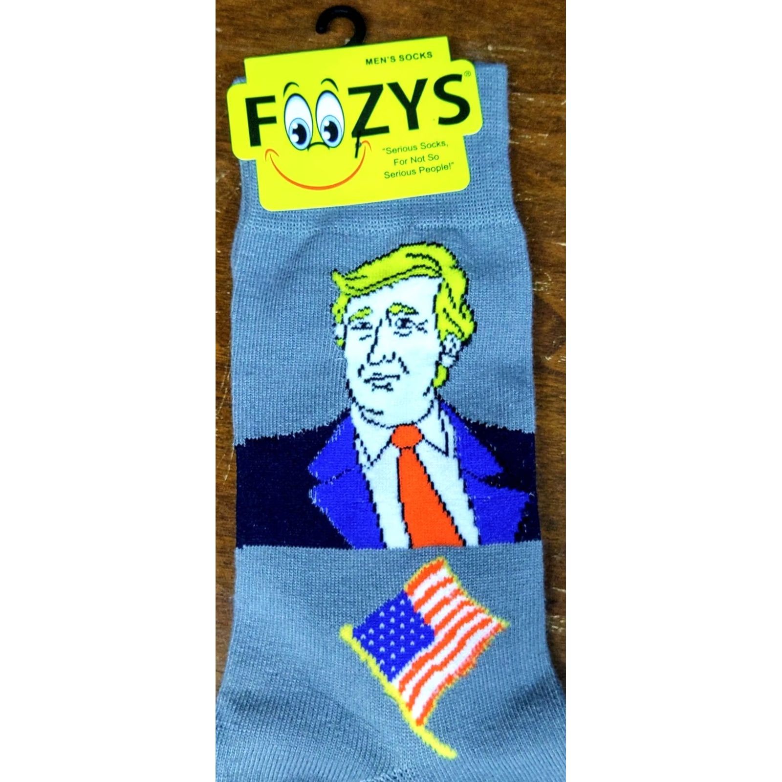 Vintage Foozys Mens Socks Dress Mid Calf 10-13 Gray USA Trump MAGA Patriotic Novelty Mens Size ONE SIZE - 3 Thumbnail