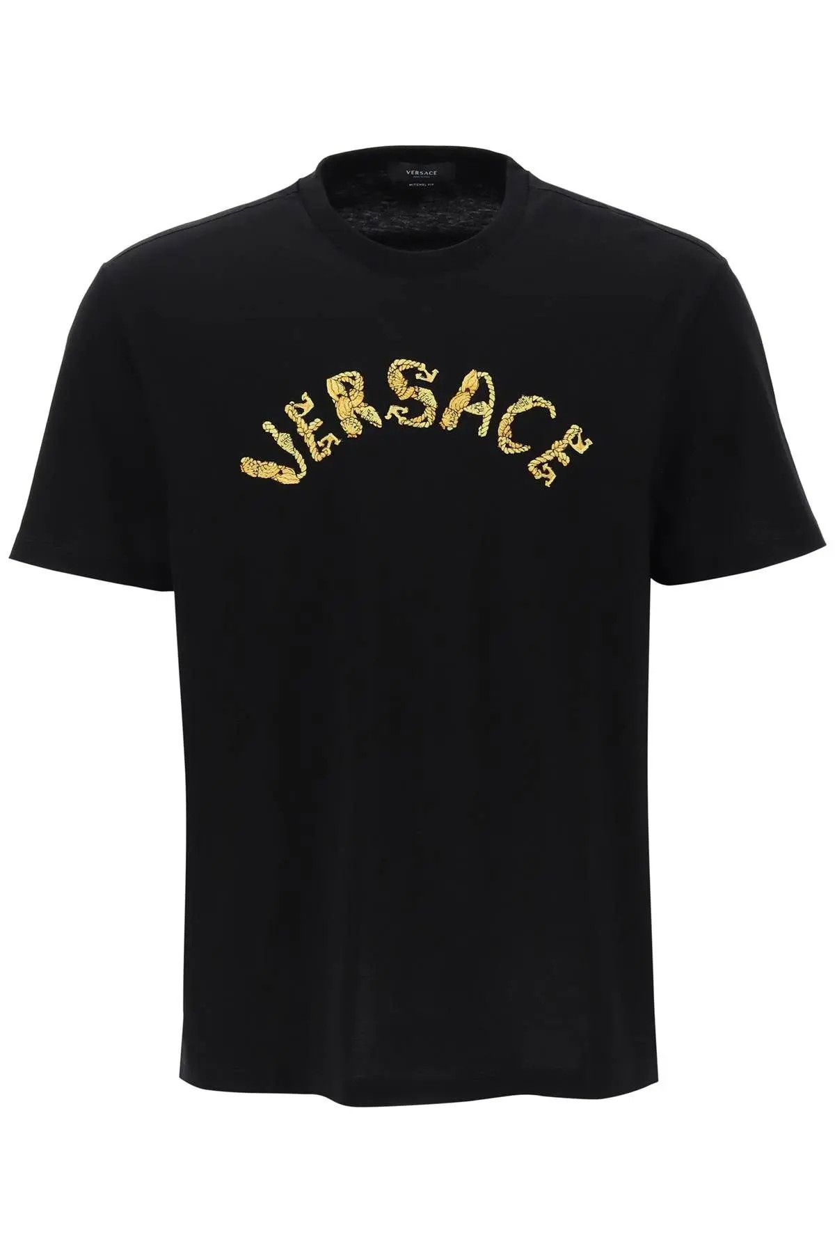 Image of Versace O1S22I1N0124 Seashell Baroque T-Shirt In Black, Men's (Size Small)