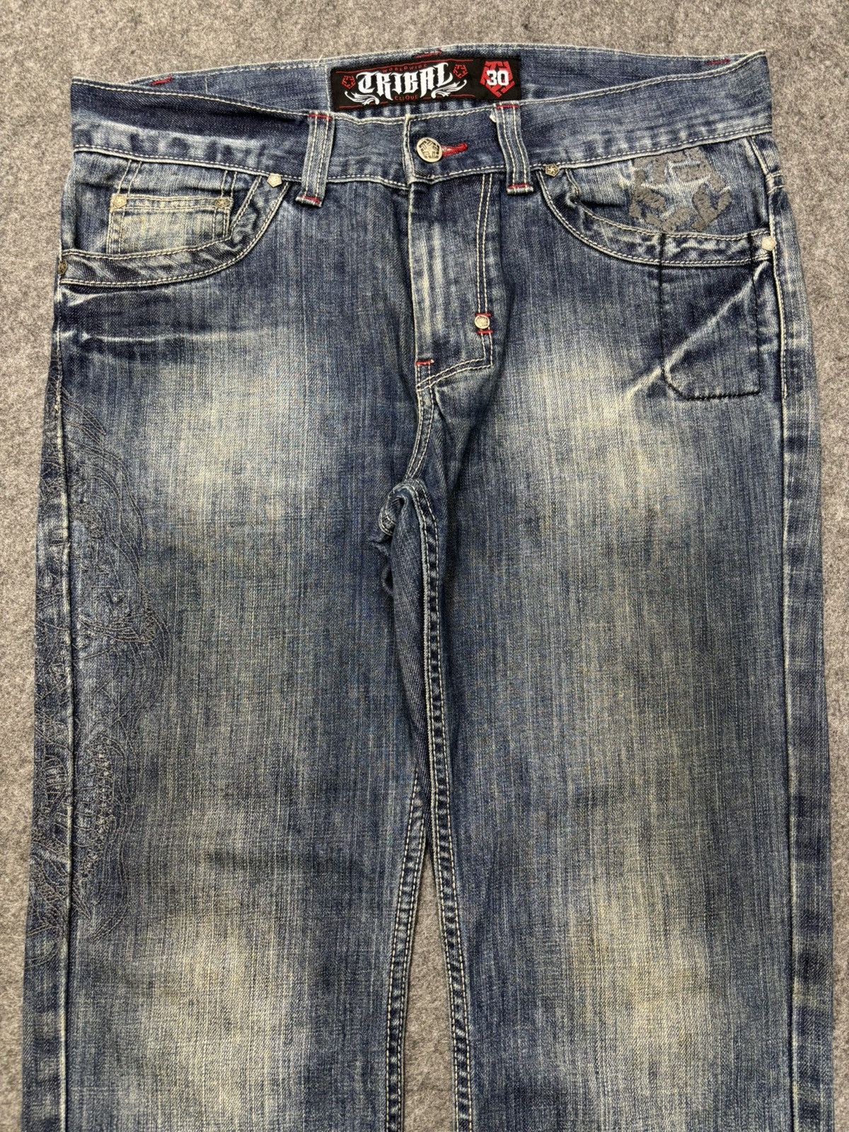Japanese Brand 💥Dragon Embroidery💥Tribal Insane Blue Wash Denim F652 Size US 34 / EU 50 - 10 Thumbnail