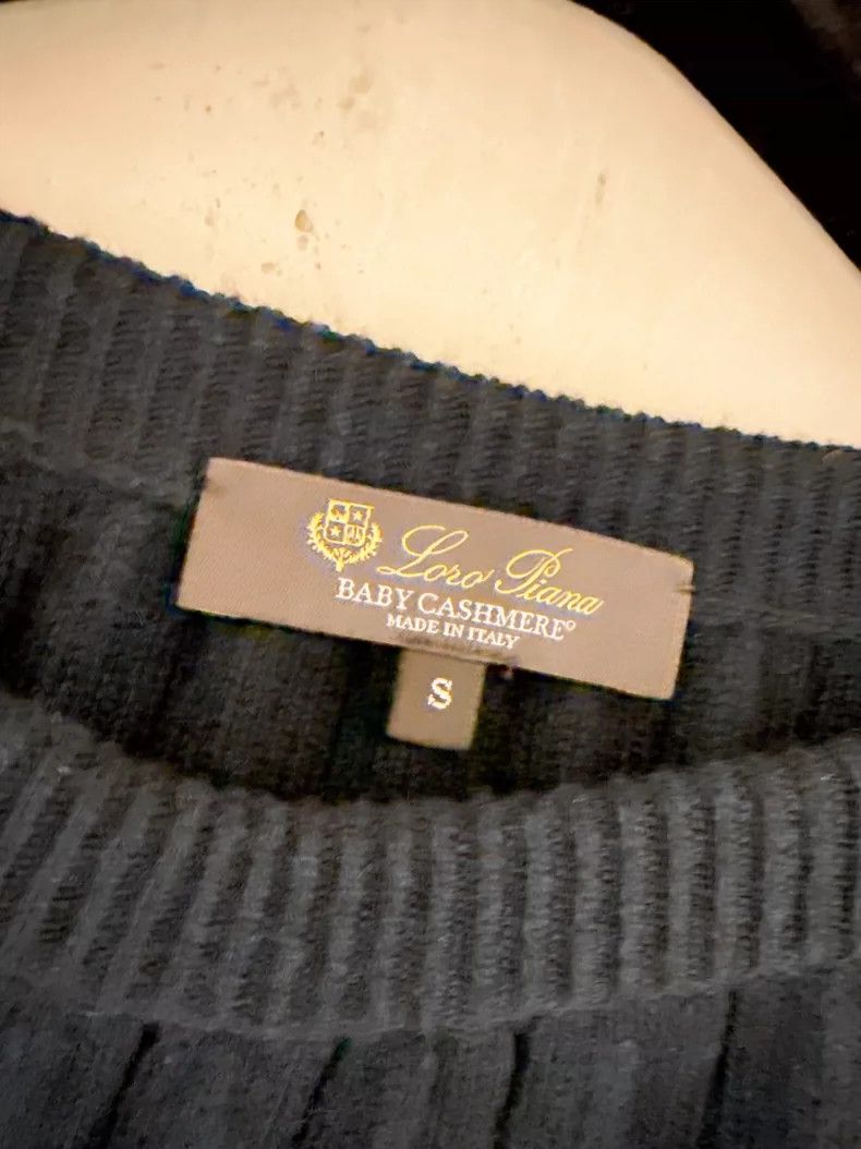 Loro Piana LORO PIANA Navy blue one-collar Baby cashmere sweater with Size S / US 4 / IT 40 - 5 Thumbnail