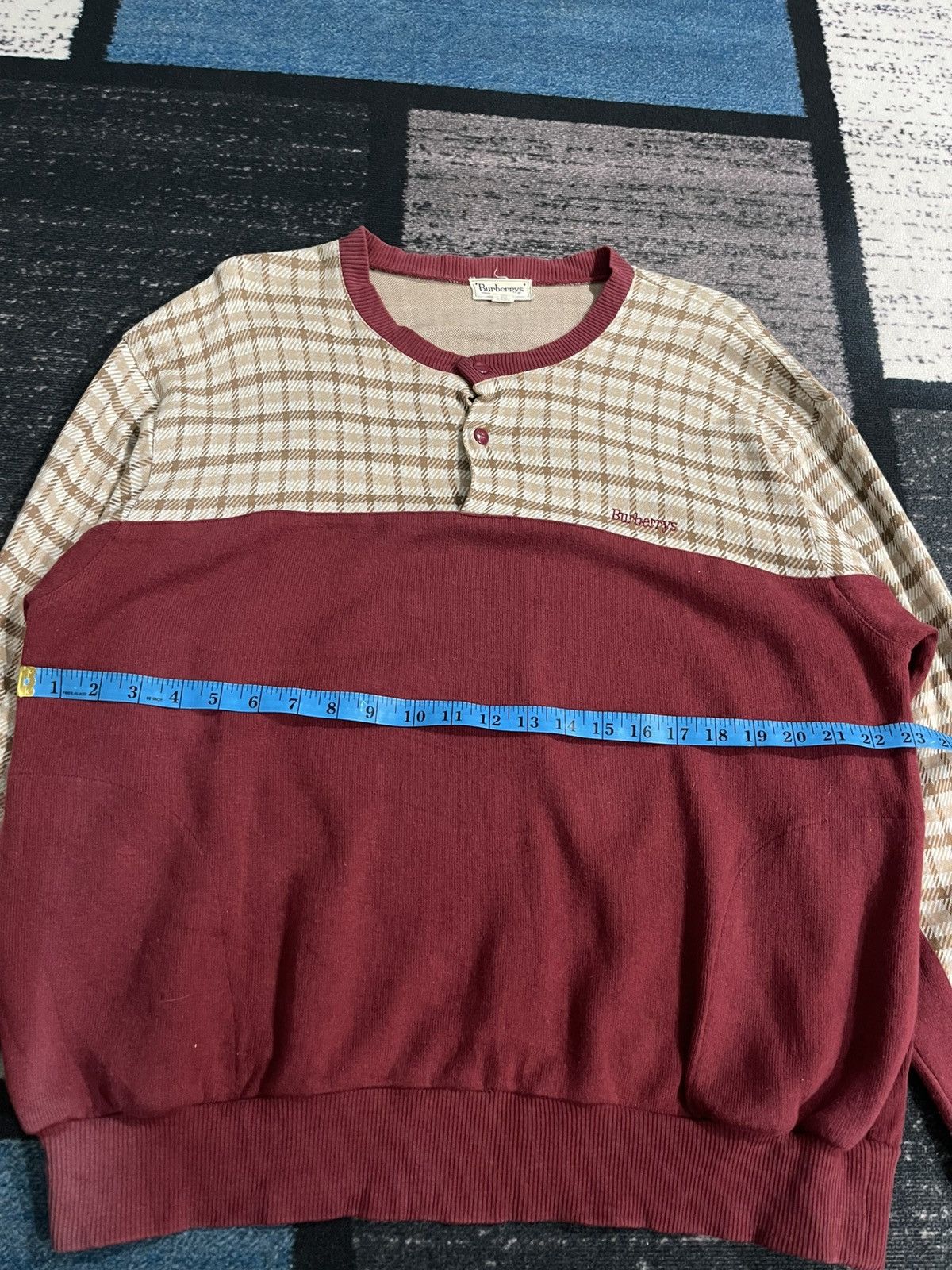 Burberry × Vintage Vintage burberrys Half button Sweatshirt Size US L / EU 52-54 / 3 - 14 Thumbnail