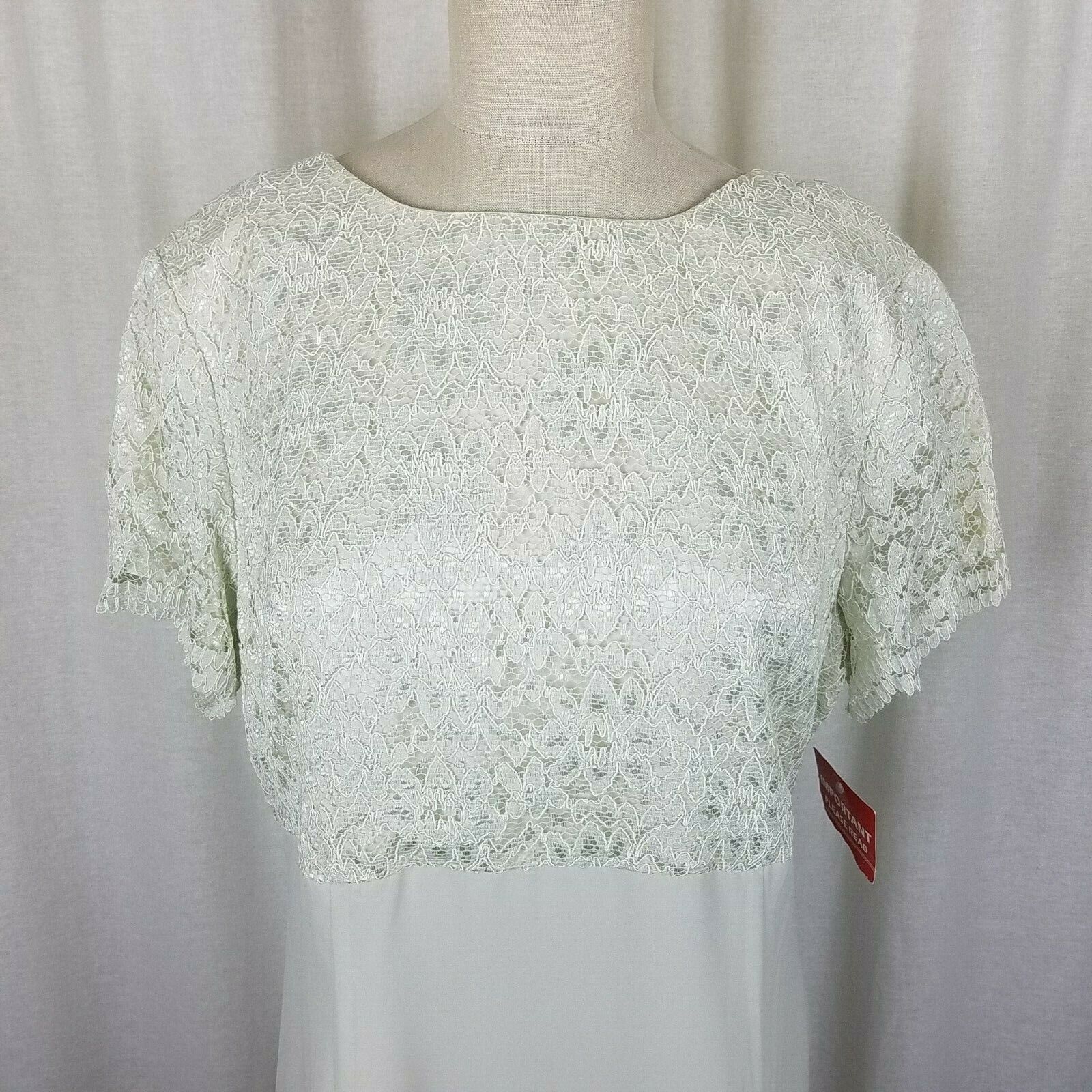 Vintage Vtg Lanz of Salsburg Lace Formal Maxi Prom Dress 14 Seafoam Size XL / US 12-14 / IT 48-50 - 2 Thumbnail