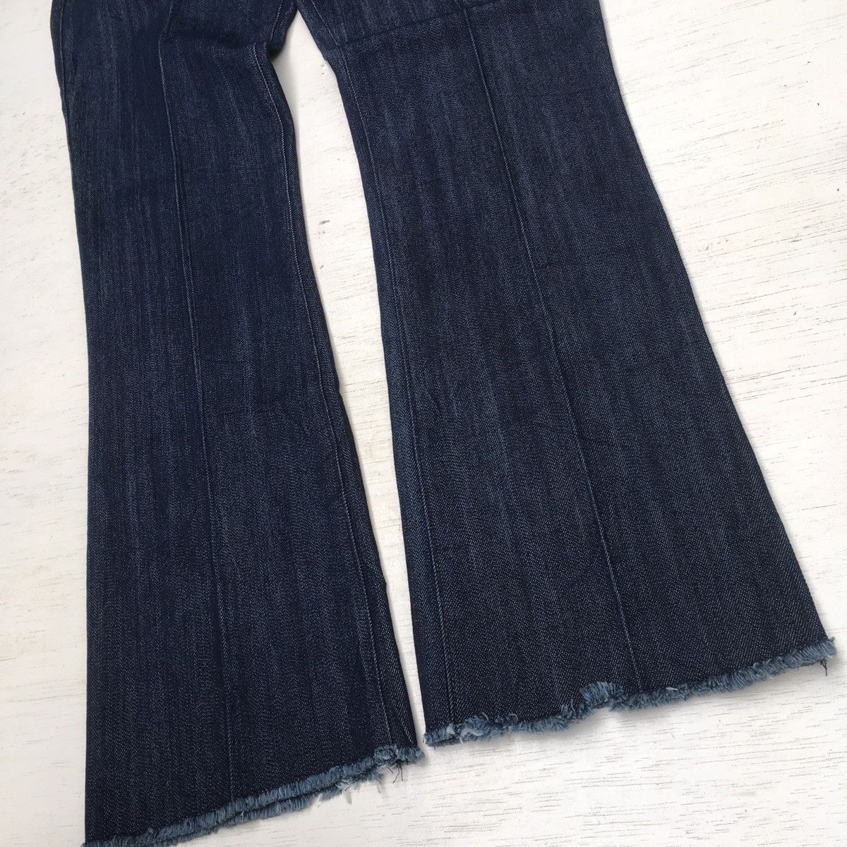 Japanese Brand BACK NUMBER FLARE MINI BOOTCUT JEANS RELEASE HEM WOMEN Size 29" - 11 Thumbnail