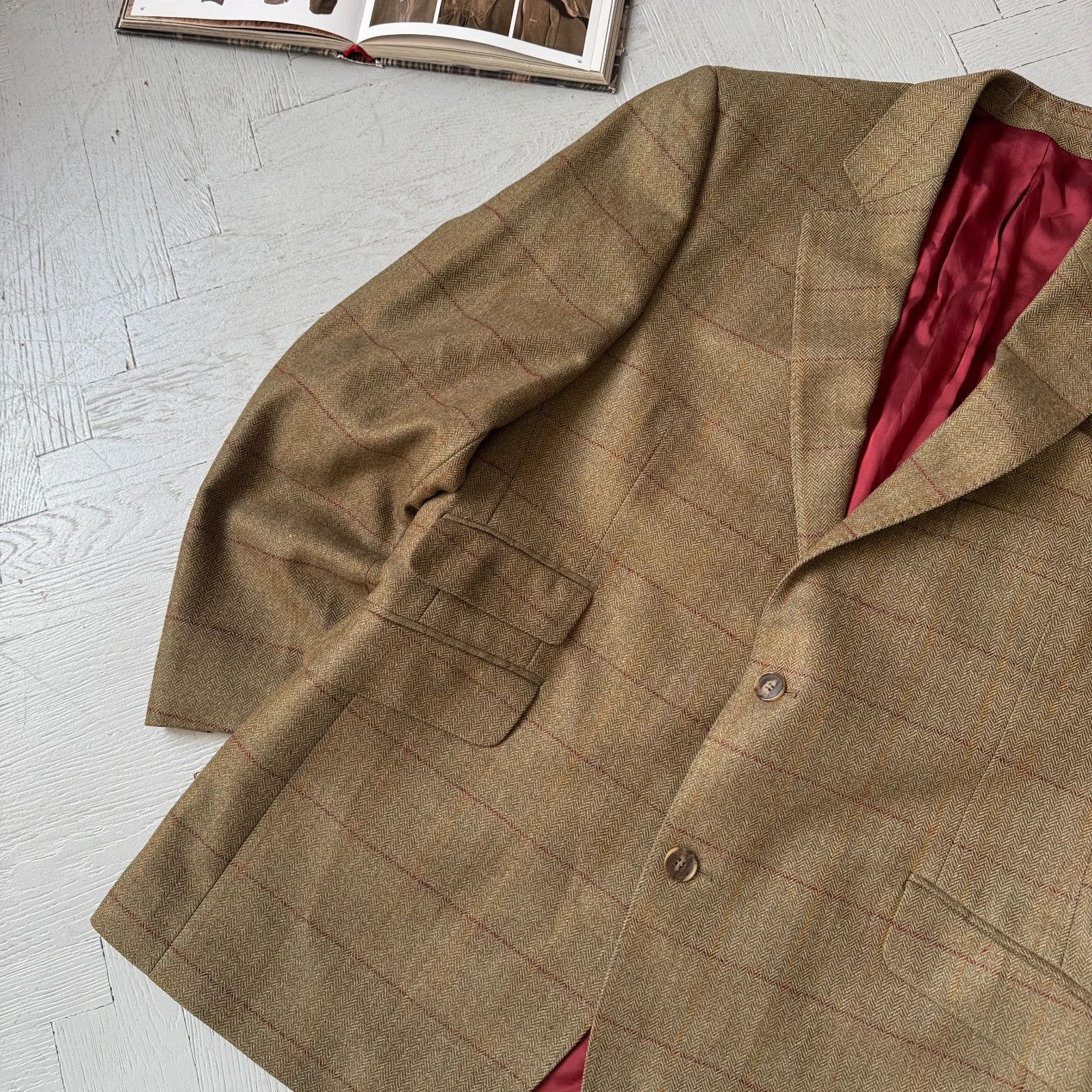 Austin Reed Vintage Preppy Classic Pure Wool Blazer Check Jacket Size 42R - 2 Thumbnail