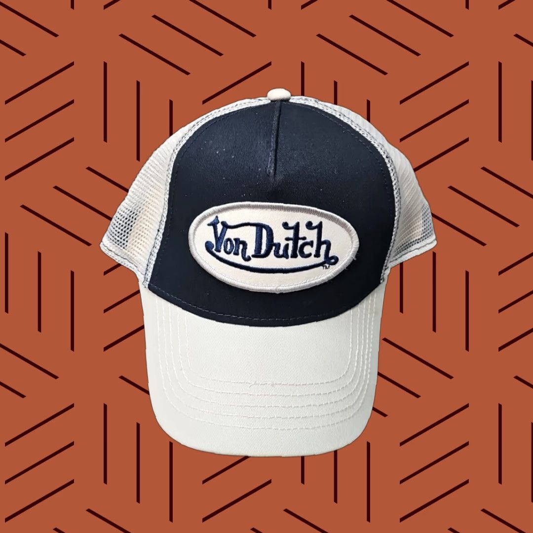 Von Dutch Trucker Hat Blue Oval Patch Snapback Adjustable One Size Men Size Blue Cotton Hat