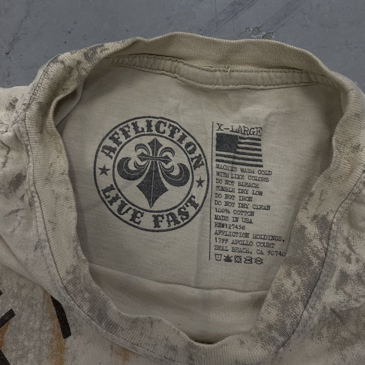 Affliction × Japanese Brand × Vintage Vtg Y2K Affliction Live Fast Rusty Eagle Grunge Goth Tee Size US XL / EU 56 / 4 - 4 Thumbnail