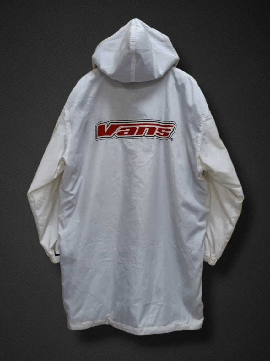 Vans × Vintage VANS Vintage Big Logo Beige White Hoodie Winter Parka Size US L / EU 52-54 / 3 - 1 Thumbnail