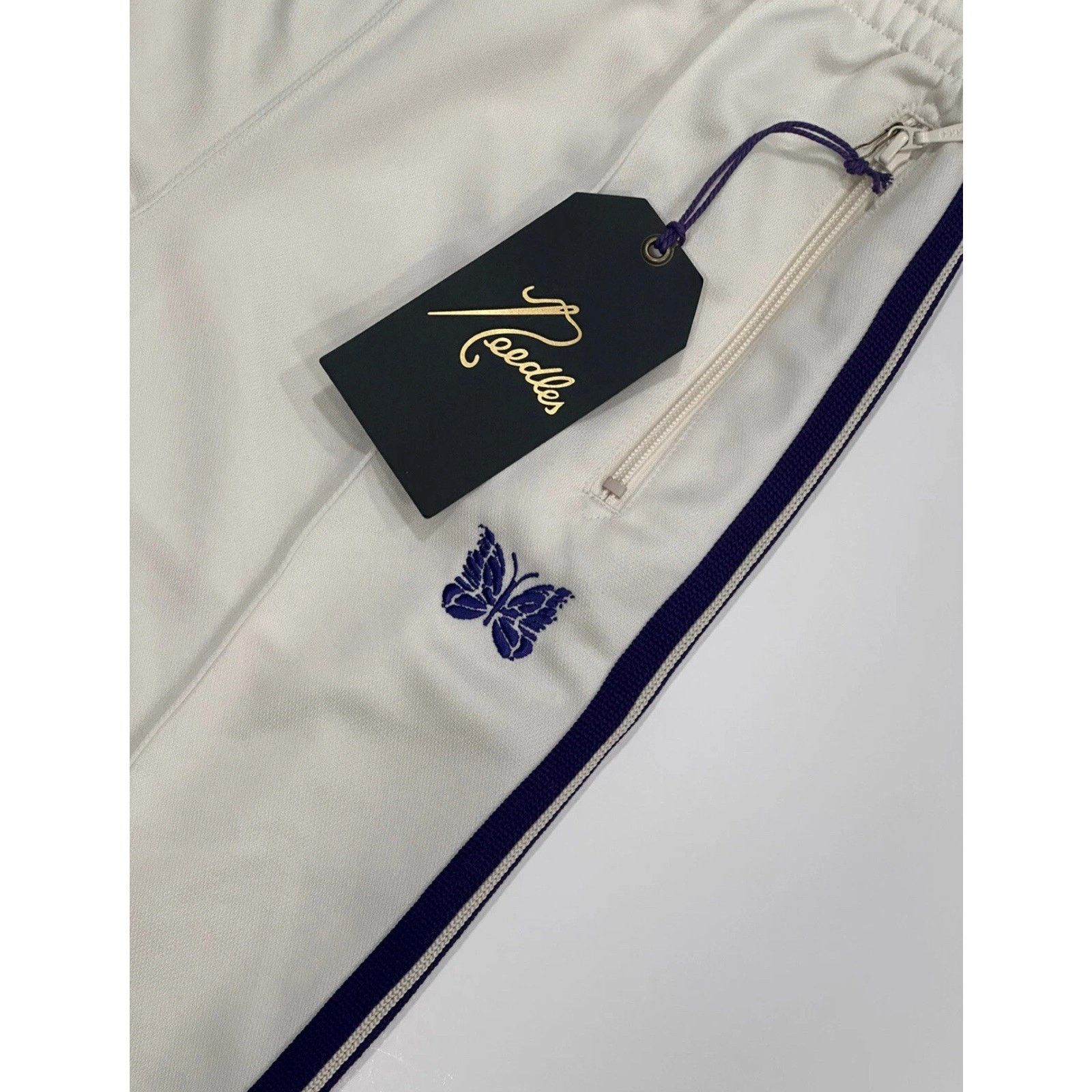 Needles Needles Zipped Track Pant - Poly Smooth A-Ice White Small Size US 32 / EU 48 - 3 Thumbnail