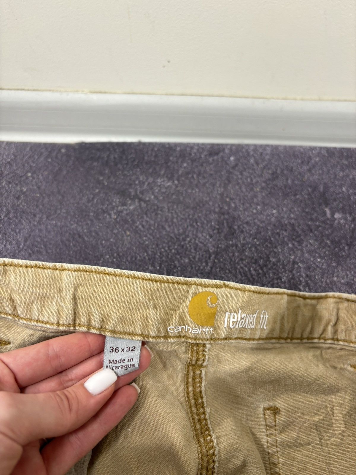 Carhartt Vintage Carhartt Double Knee USA Faded Cream Work Pants Size US 36 / EU 52 - 12 Thumbnail