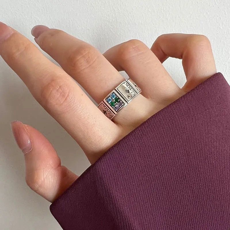 Vintage Vintage Unisex Ace of Spades Poker Open Cuff Finger Ring Size ONE SIZE - 3 Thumbnail