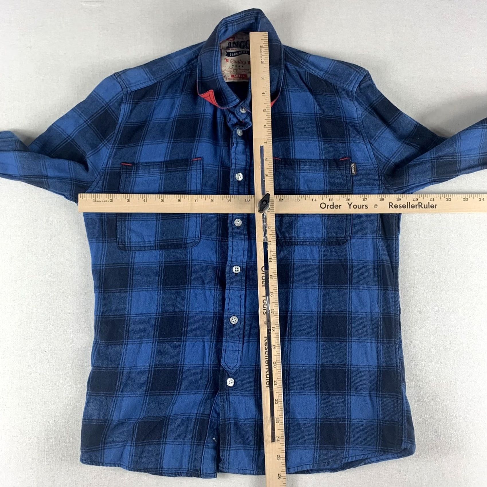 JNCO JNCO Shirt Mens S Blue PLAID BLACK BUTTON LONGSLEEVE Size US S / EU 44-46 / 1 - 2 Thumbnail