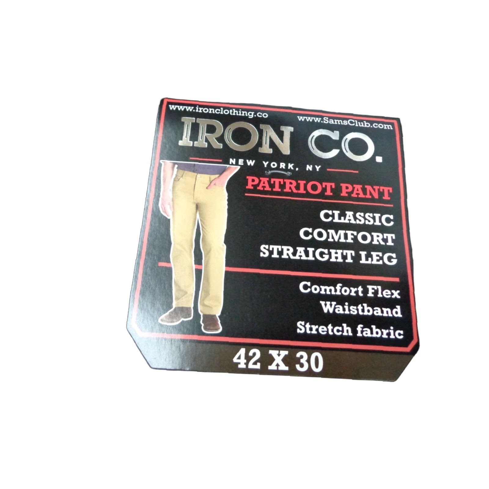 Vintage Iron Co. Men’s Classic Stretch Comfort Patriot Pants Black 42 x 30 Pants Straight Flat Front 98% Cotton 2% Spandex Chino Modern Iron Co Mens Size US 42 / EU 58 - 1 Thumbnail