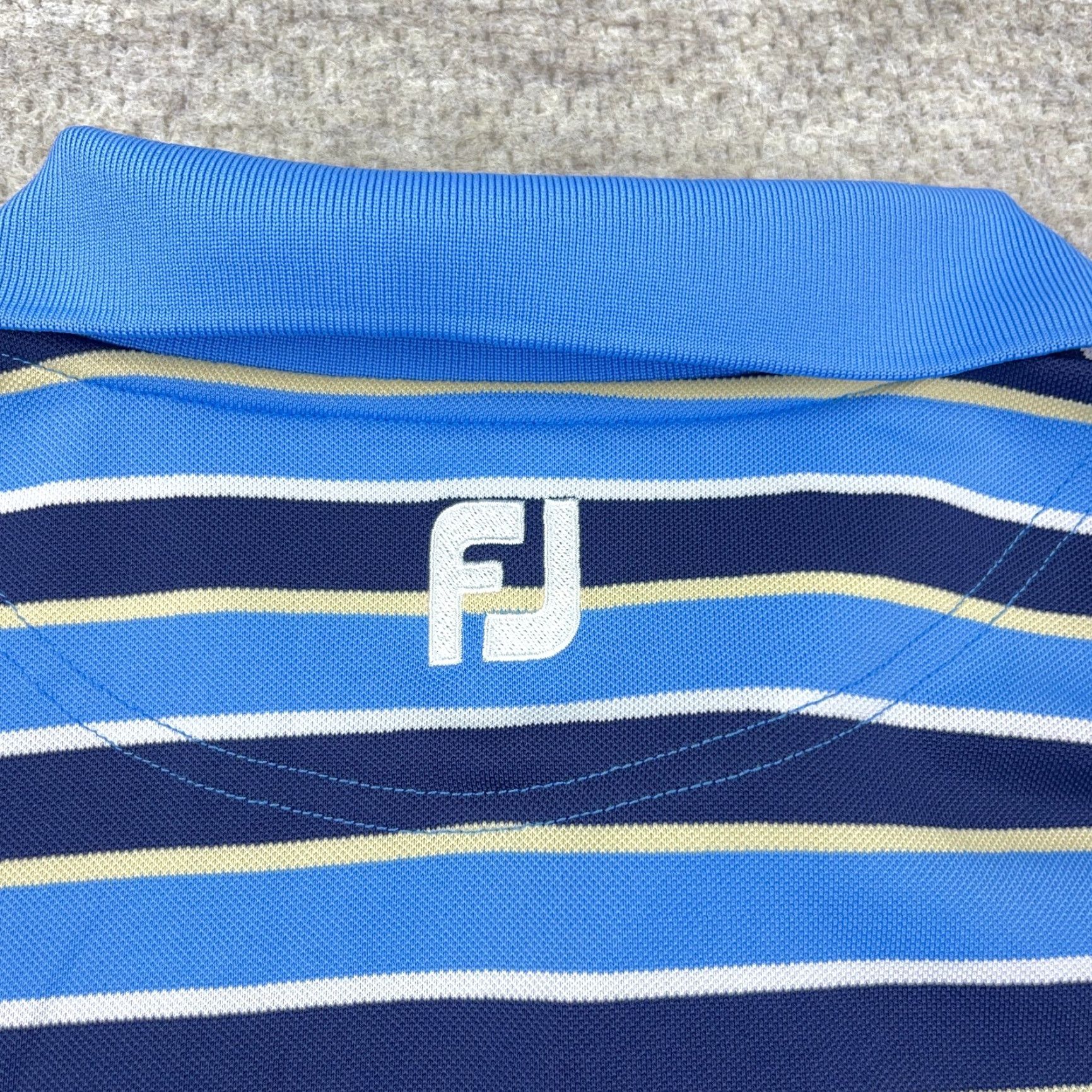 Footjoy FootJoy Polo Shirt Men L Blue Striped Athletic Fit Performance Wicking Golf Shirt Size US L / EU 52-54 / 3 - 5 Thumbnail