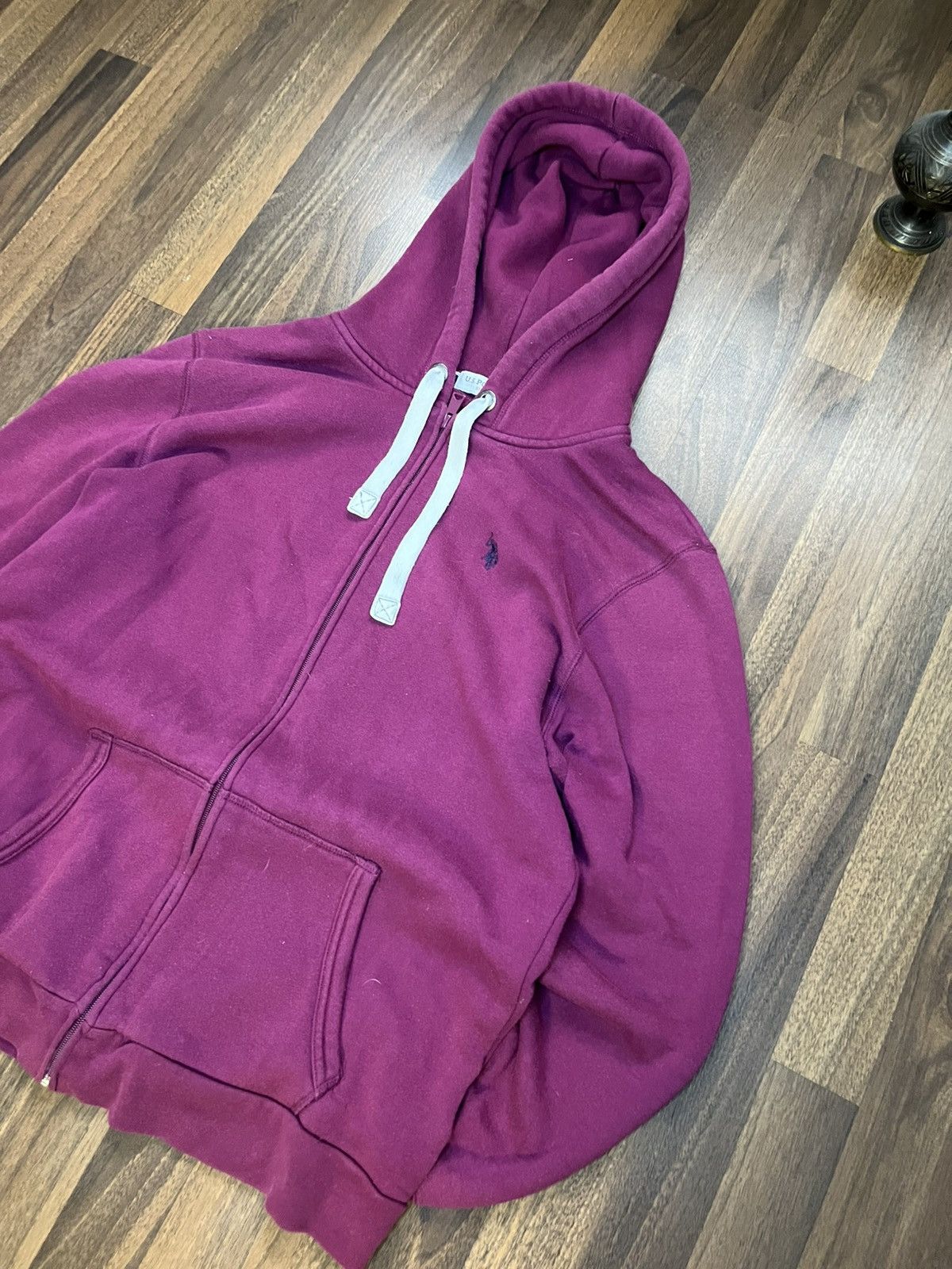 Polo Ralph Lauren × U.S. Polo Assn. Vintage Pomegranate Polo Zip Up Hoodie Size US M / EU 48-50 / 2 - 2 Thumbnail