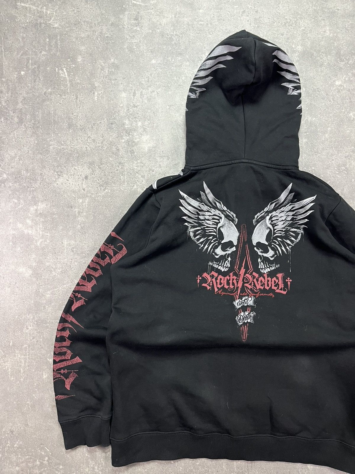 Japanese Brand Rock Rebel Printed Zip Hoodie XL Metal Affliction Rare Size US XL / EU 56 / 4 - 14 Thumbnail