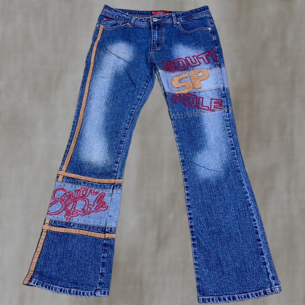 VINTAGE Southpole Jeans Women Junior 13 Boot Cut Logo 32x30 Denim Blue 5-Pocket Regular Mid Rise Bootcut Stretch Pants Boys?