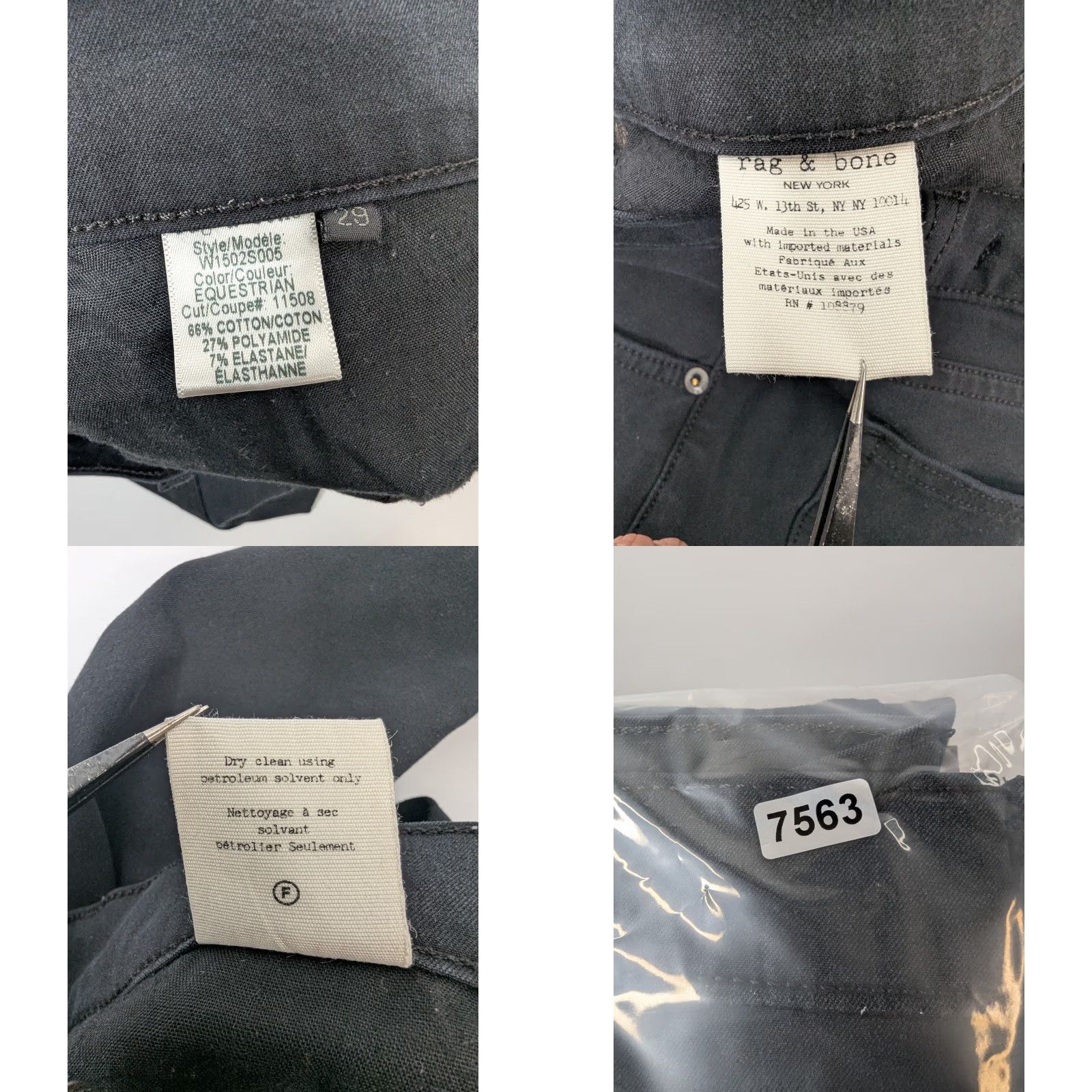 Rag & Bone rag & bone Women's Jeans Equestrian Skinny Black Size 29 W1502S005 Slim Stretch 5-Pocket Regular Rise Low Vintage No Size 29" - 9 Thumbnail