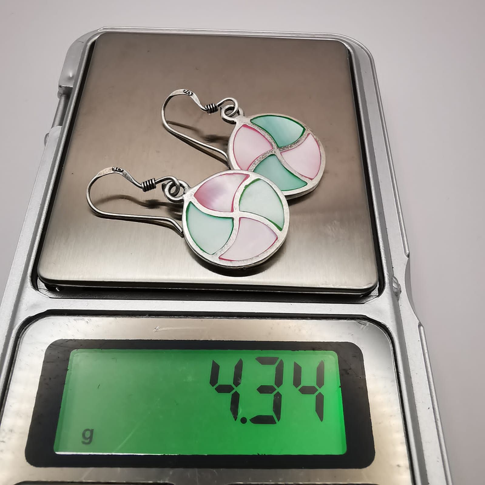 Sterling Silver × Vintage Artwork,Vintag Earrings,925 Silver,Jewelry,Enamel 4,3 g Size ONE SIZE - 3 Thumbnail