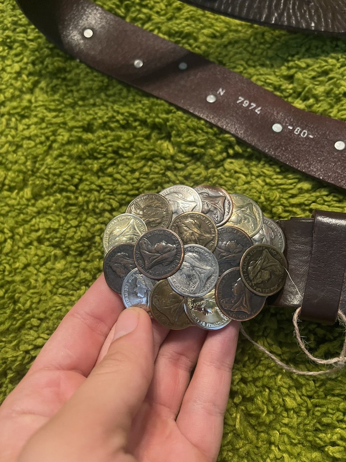 Cowboy Equipment × Genuine Leather × Vintage Western Cowboy style coin buckle money belt Size 30 - 2 Thumbnail