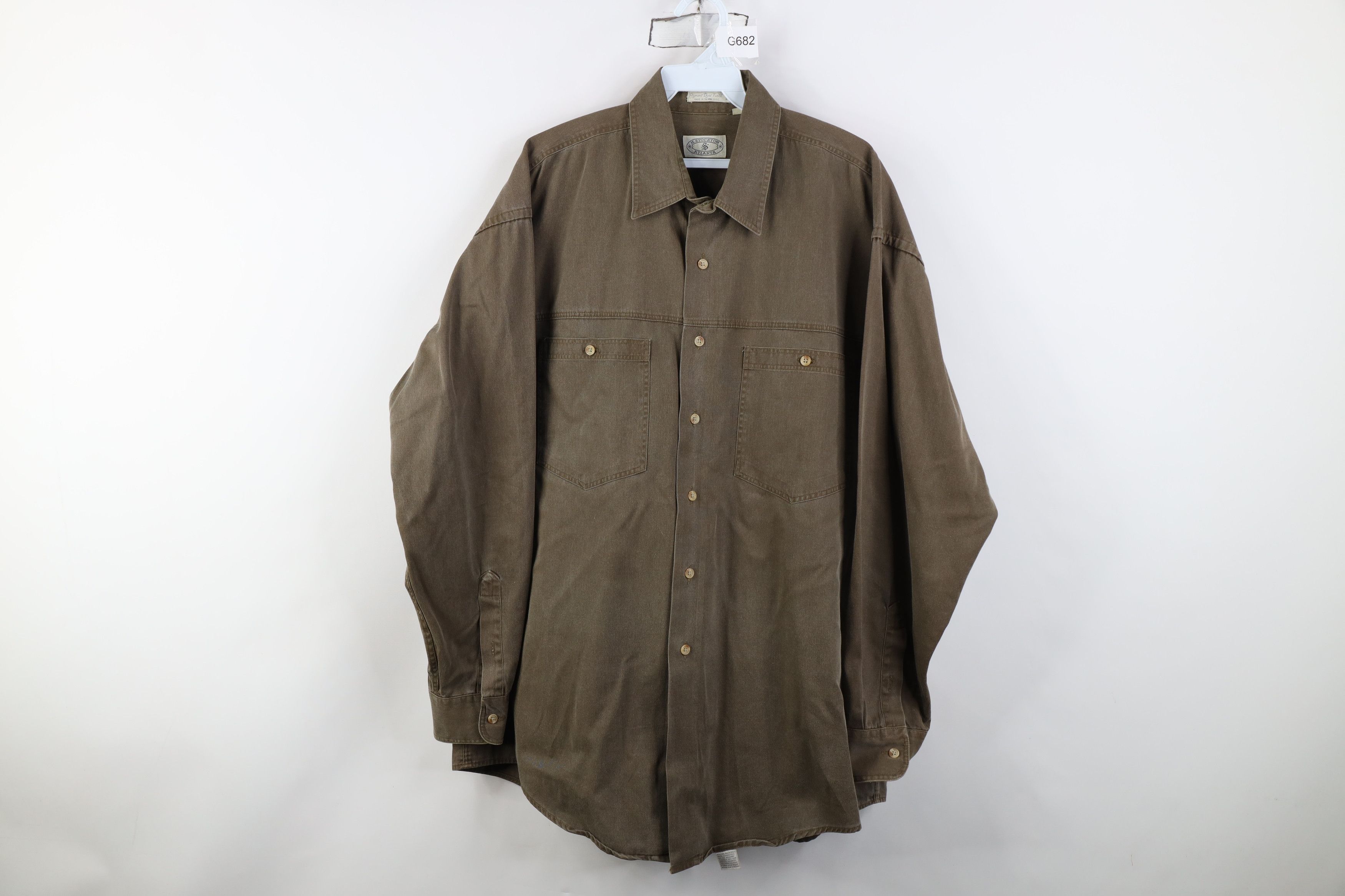 Vintage Vintage 90s Streetwear Pigment Dye Twill Collared Shirt Size US L / EU 52-54 / 3 - 1 Thumbnail
