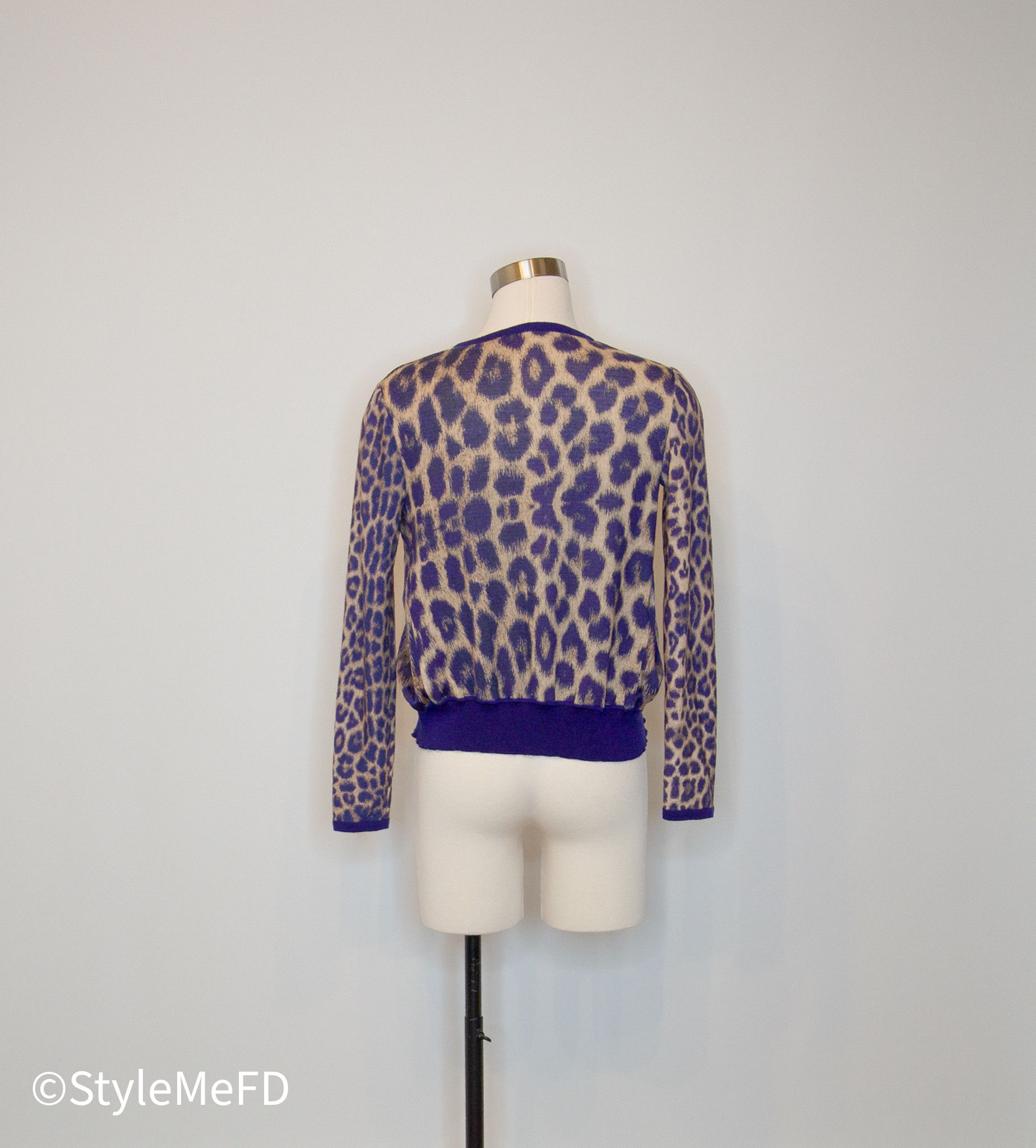 Other Kabi Srl Italian Purple Leopard Cardigan Size S / US 4 / IT 40 - 3 Thumbnail