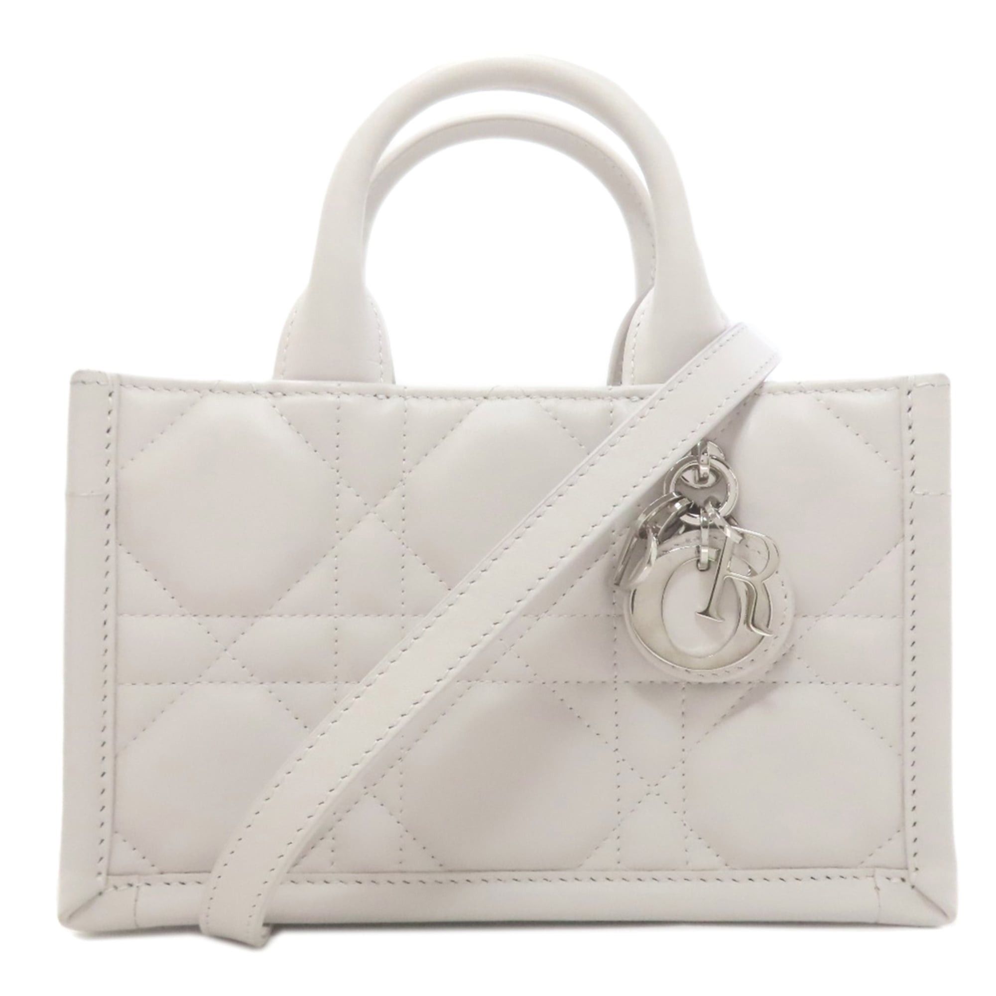 Christian Dior Book Tote Mini Macro Cannage 2-Way Handbag in Calfskin Women's CHRISTIAN DIOR