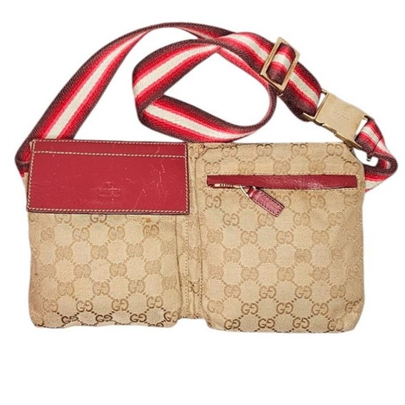 Gucci Gucci Pre-Owned GG Canvas & Leather Double Pocket Belt Bag Size ONE SIZE - 1 Thumbnail