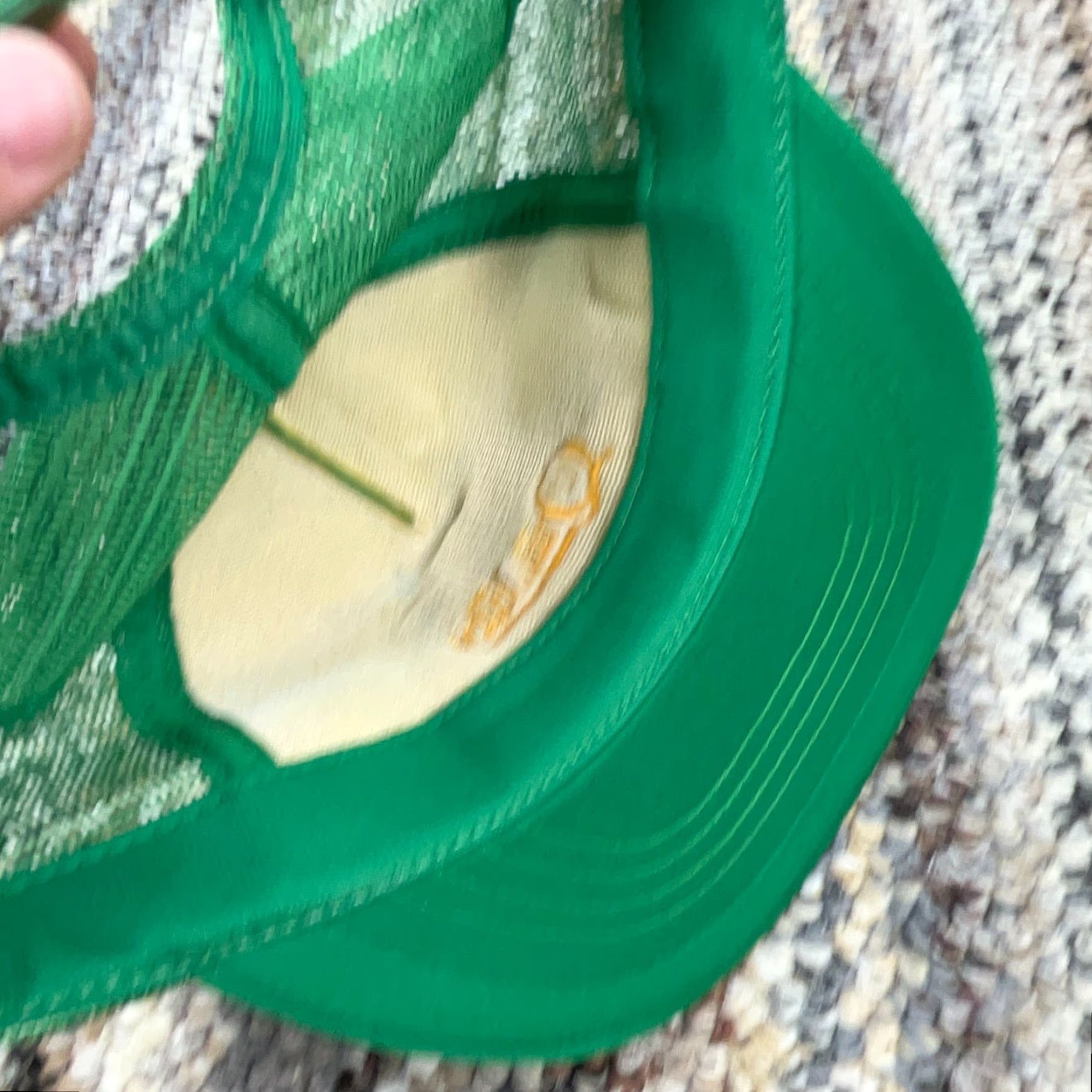 Vintage VINTAGE Trucker Hat Cap Green Yellow Made In USA 80s Stripe Farm IP Quality Snap Adjustable Mens Hat Green 80s USA Trucker Size ONE SIZE - 6 Thumbnail