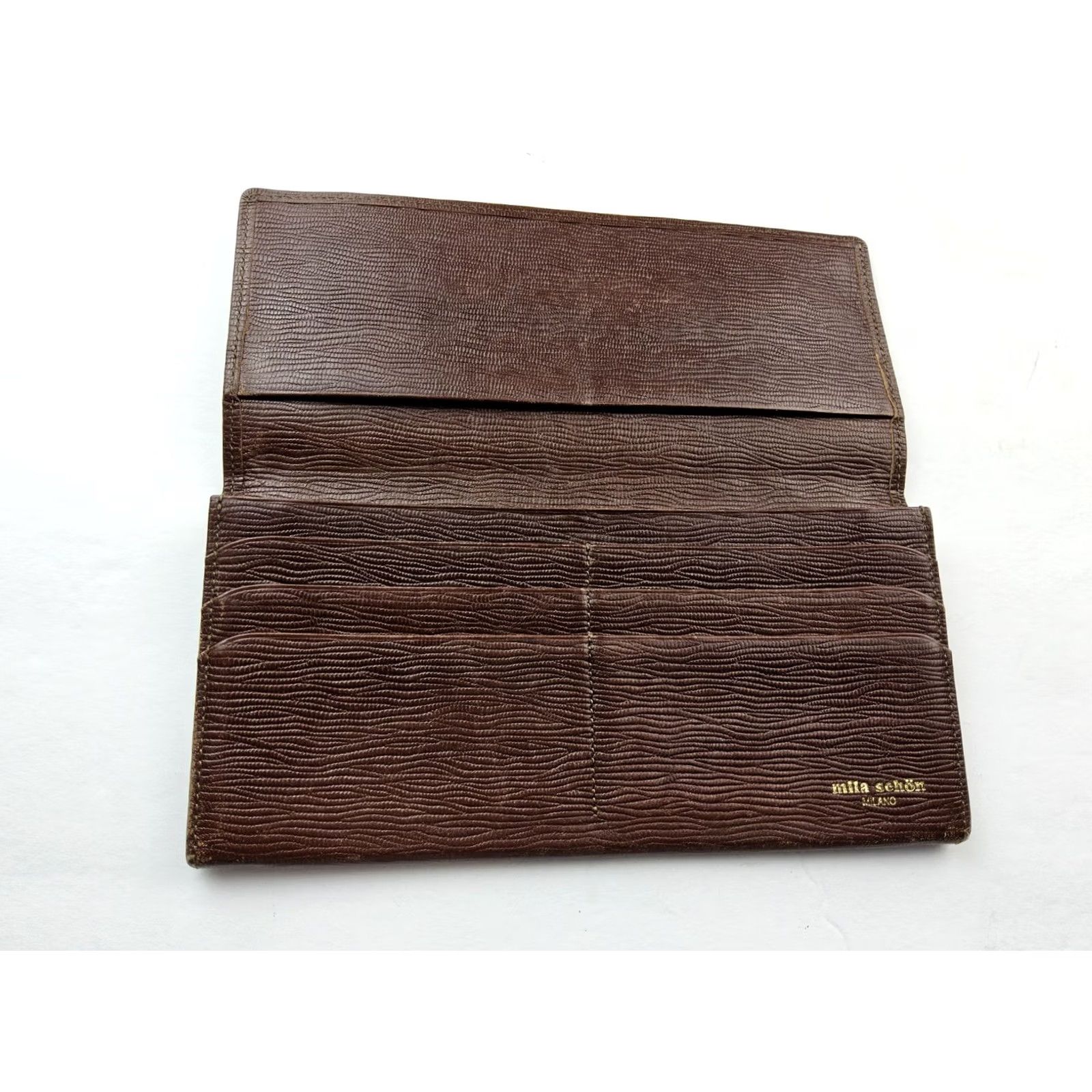 Vintage Mila Sehon Milano Leather Wallet Full Size Long Burgundy Women, 7.25x3.5, Pre-Owned, Wallet Size ONE SIZE - 4 Thumbnail