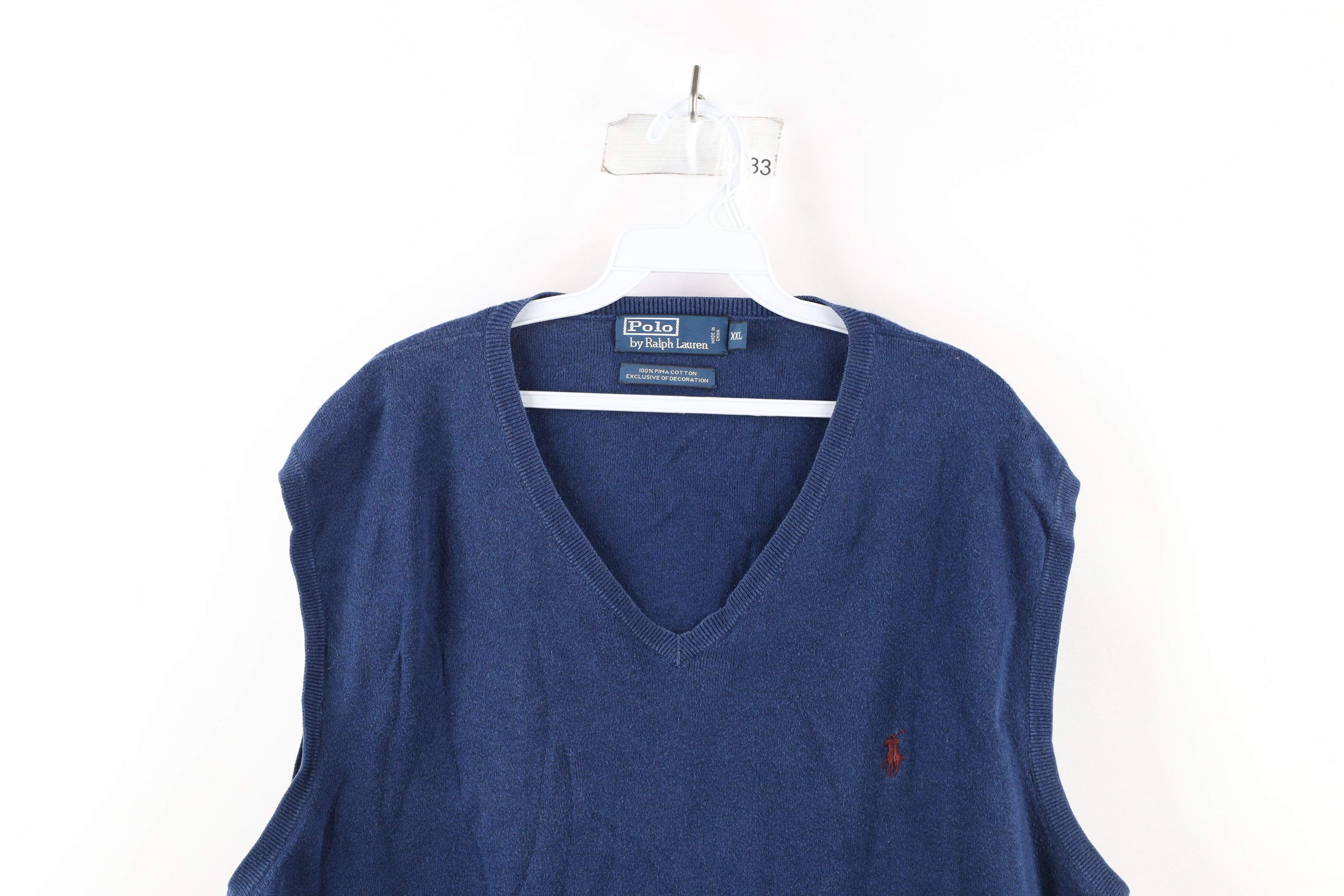 Ralph Lauren Vintage 90s Ralph Lauren Pima Cotton Knit Sweater Vest Blue Size US XXL / EU 58 / 5 - 2 Thumbnail