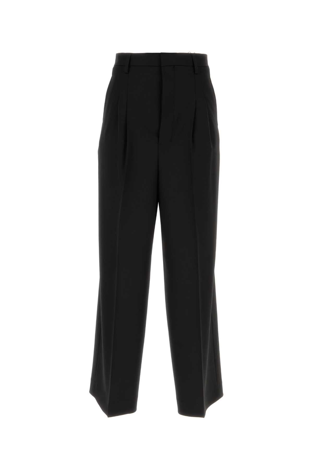 image of Ami Black Wool Wide-Leg Pant, Men's (Size 36)