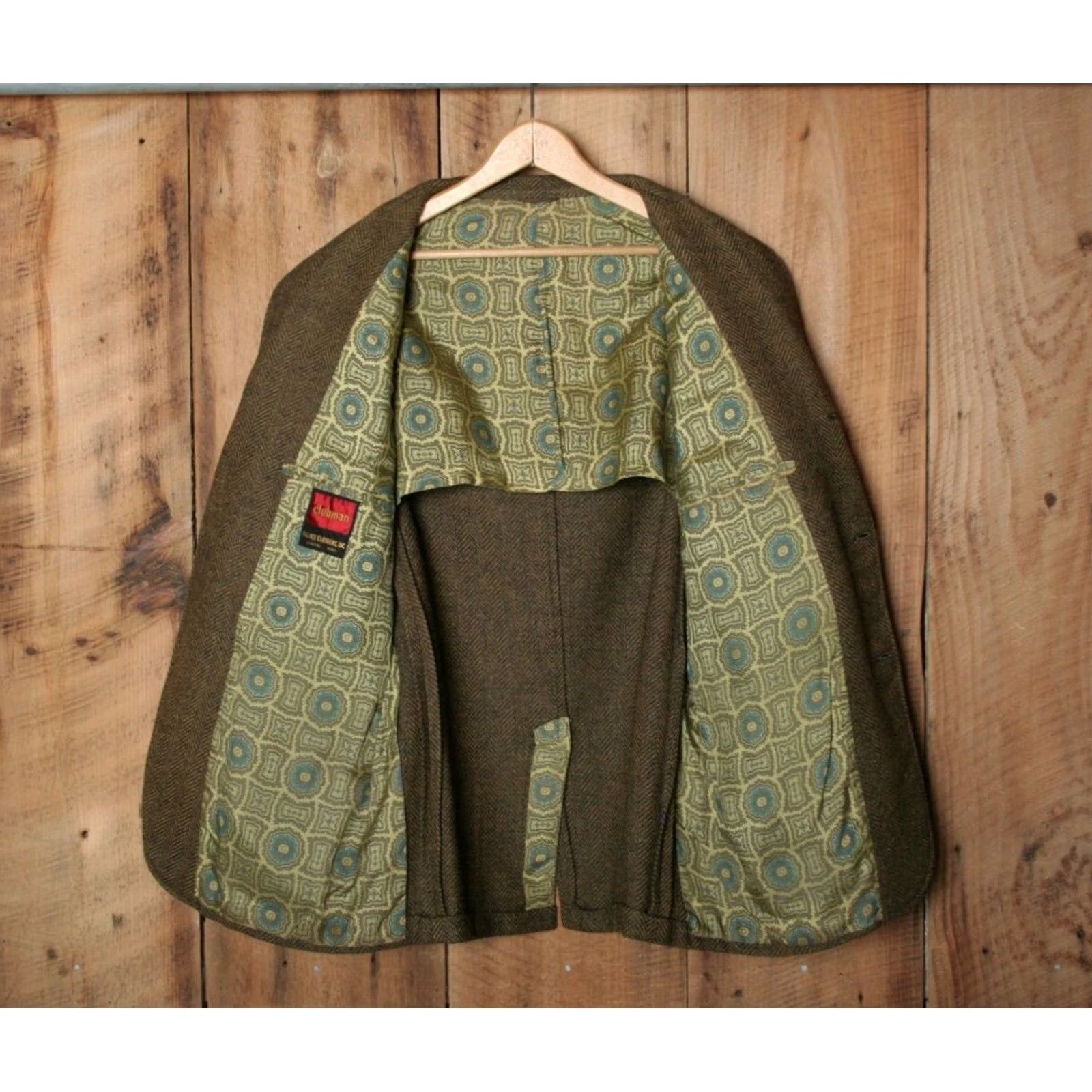 Vintage VINTAGE Clubman Green Herringbone Wool 3-Button Sport Coat 42-44 Mens Jacket Size US XS / EU 42 / 0 - 3 Thumbnail