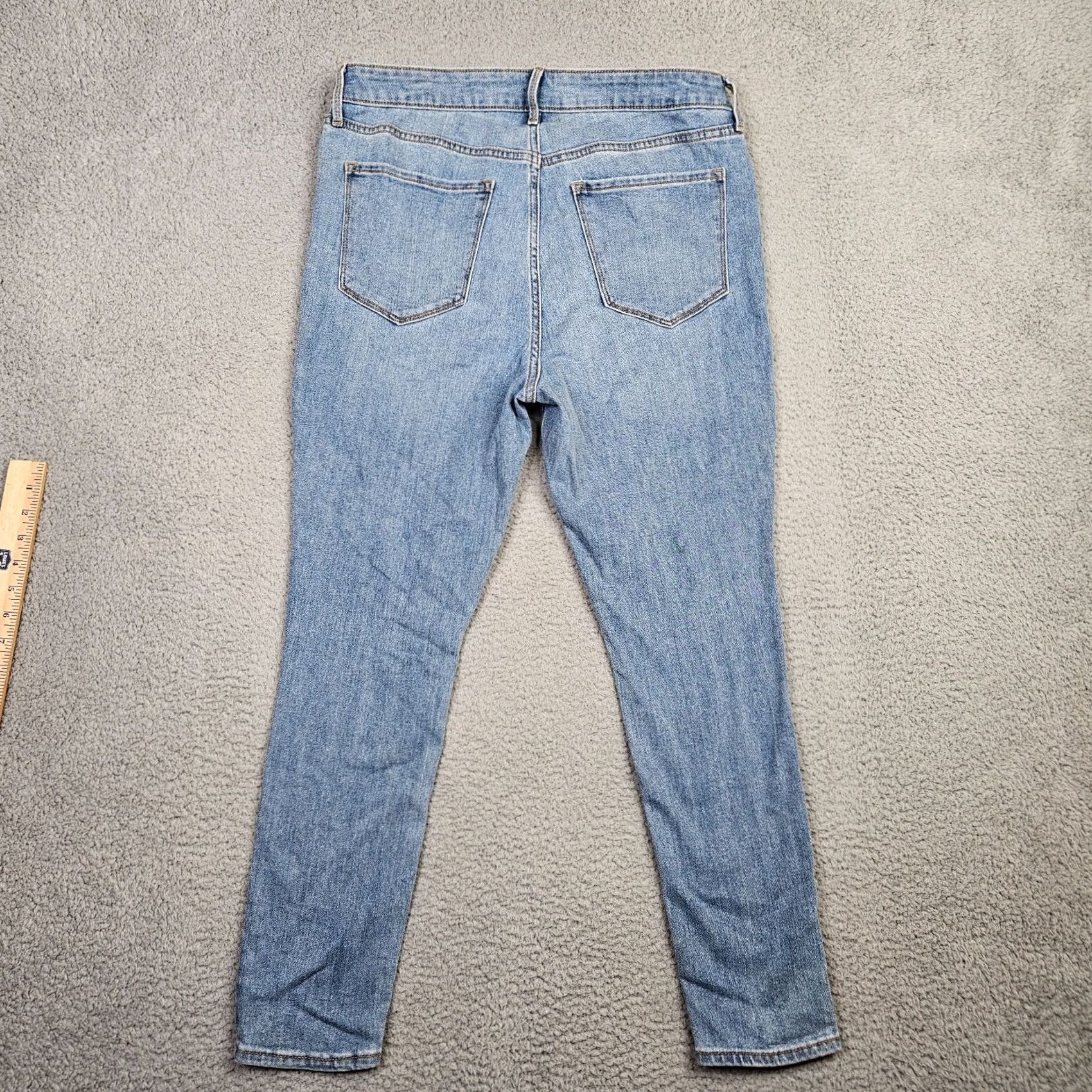 Old Navy Old Navy Jeans Skinny Blue Short Mid Rise 14 Regular Color Blue Denim Cotton/Spandex Button Belted Womens Jeans - New Size 36" / US 14 / IT 50 - 6 Thumbnail