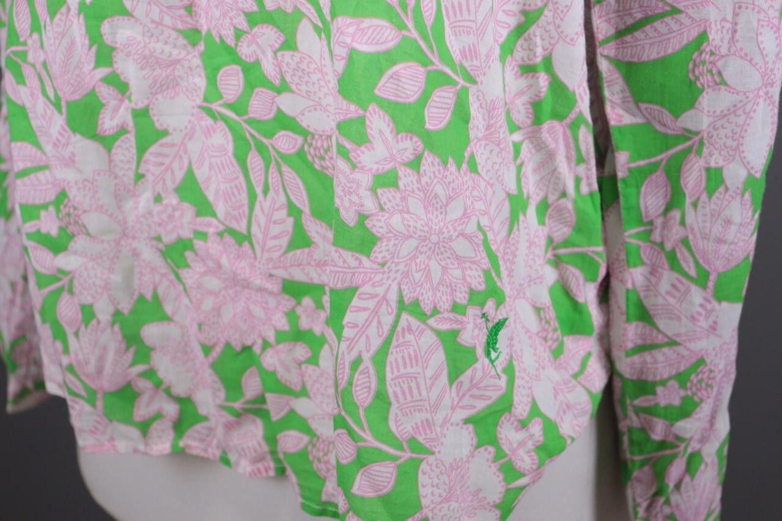 Designer Emily Van Den Bergh Green Floral V-Neck Blouse Shirt Size 42 Size M / US 6-8 / IT 42-44 - 8 Thumbnail
