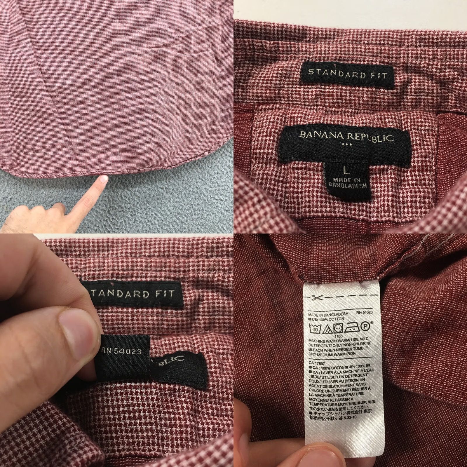Banana Republic Banana Republic Button-Up Long Sleeve Shirt Mens L Red Cotton Collared Pocket Shirt Size US L / EU 52-54 / 3 - 10 Thumbnail