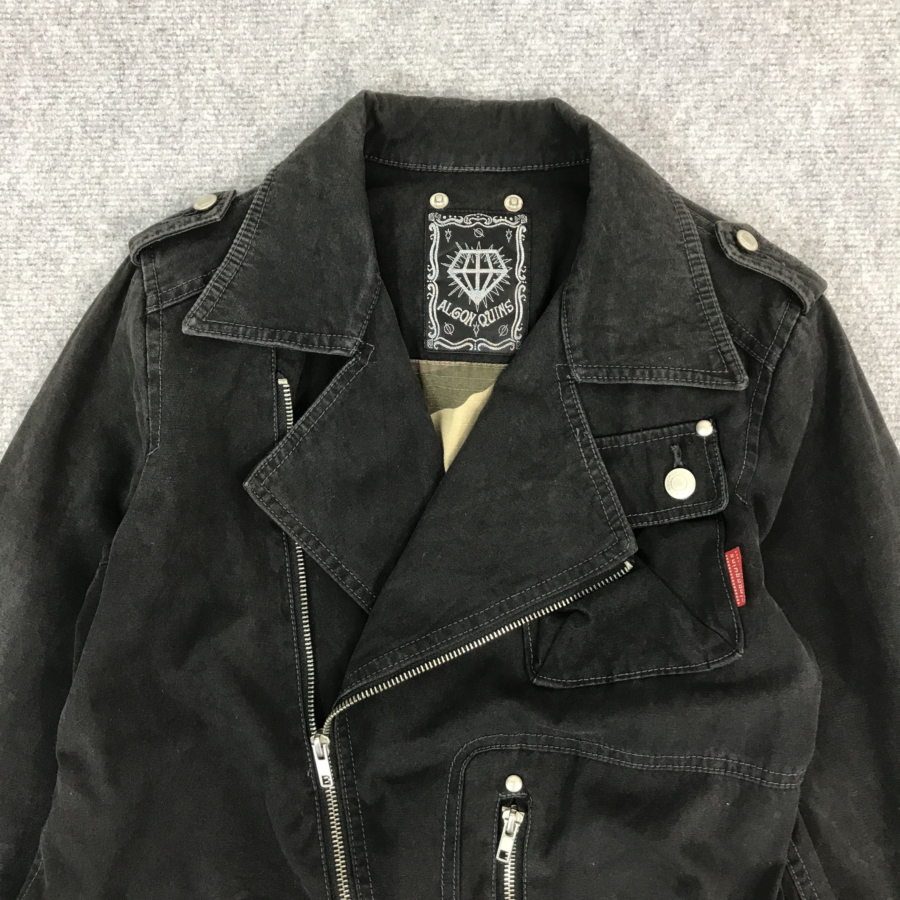If Six Was Nine × Japanese Brand × Le Grande Bleu (L.G.B.) BLACK PUNK ALGON QUINS JAPAN STYLE DENIM JACKET Size US S / EU 44-46 / 1 - 2 Thumbnail