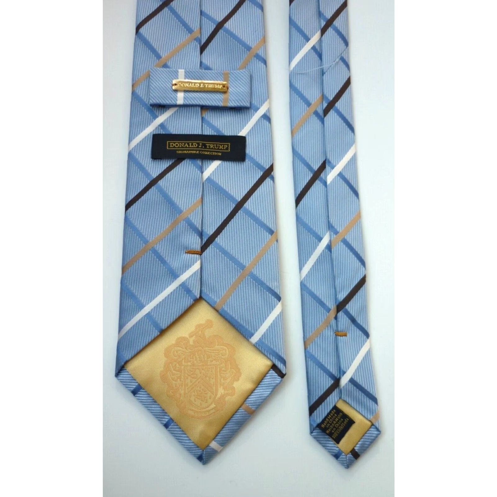 Vintage Donald J. Trump Signature Collection Silk Tie Plaid Mens Tie Blue 56.5in 3.75in Luxury Silk Short Vintage? Size ONE SIZE - 6 Thumbnail